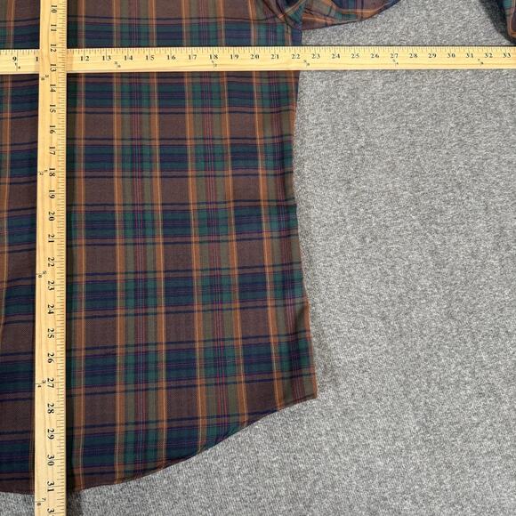 Sir Pendleton Shirt Mens Medium Brown Green Plaid Virgin Wool Button Down - Picture 2 of 16